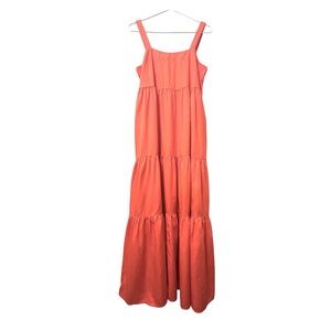 Orange Tencel Tiered Maxi Dress Sz S